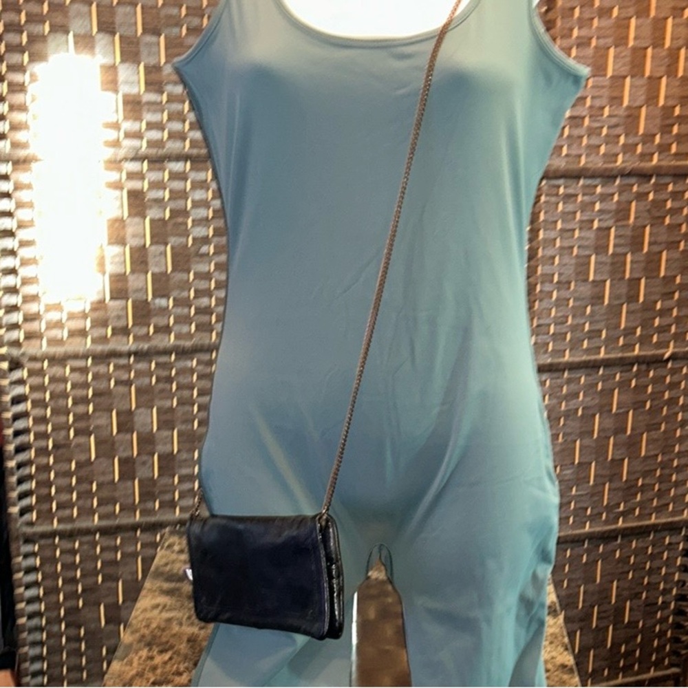 BDG Elegant Black small genuine Leather Crossbody Bag, clutch minimalist - Picture 5 of 17